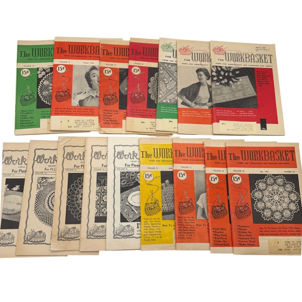 VTG The Workbasket Home Needlecraft Magazine Lot 1949-1959 Crochet Knitting